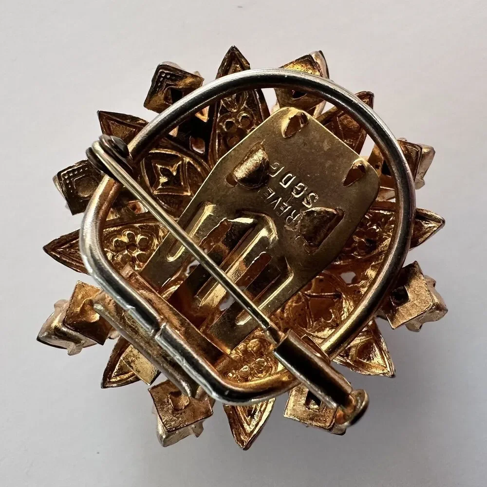 Vintage 1950s Christian Dior Gilt Austrian Rhinestone Dual Brooch and Clip - Picture 6 of 10